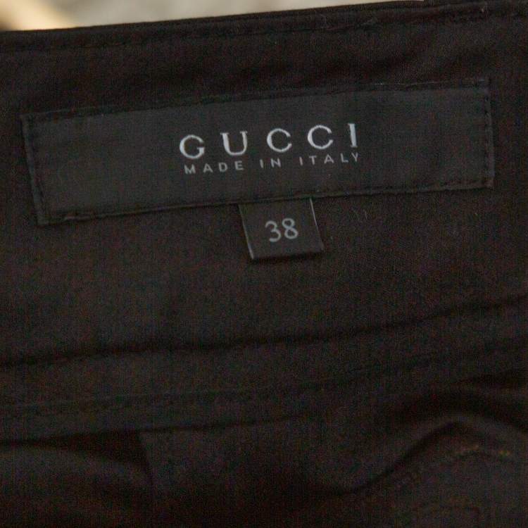 مملوكة مسبقًا Gucci Black Cotton & Silk Floral Appliqued Pants S