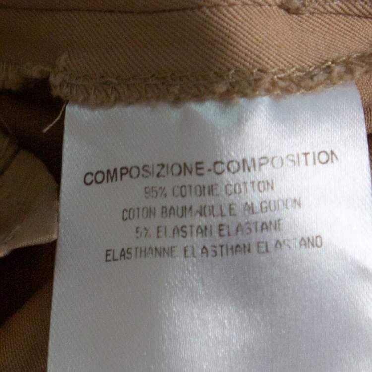 Pre Owned Gucci Tan Brown Stretch Cotton Cropped Trousers S