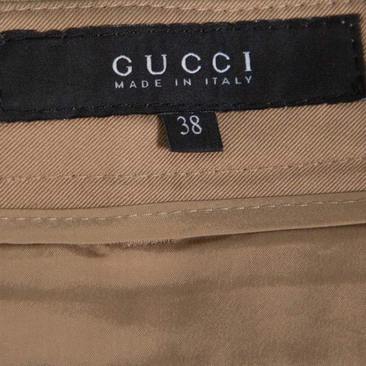 Pre Owned Gucci Tan Brown Stretch Cotton Cropped Trousers S