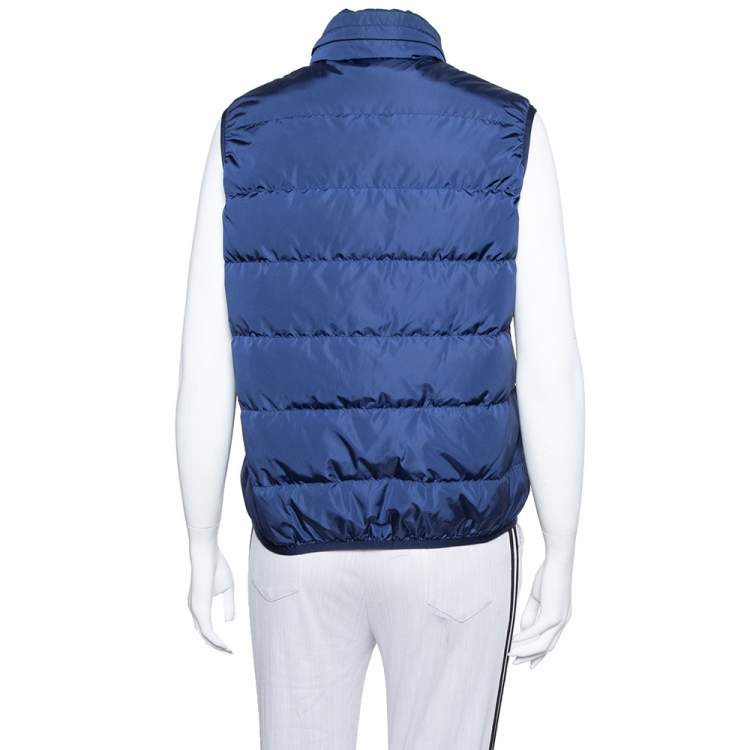 Pre Owned Gucci Navy Blue Synthetic Sleeveless Wind Jacket L