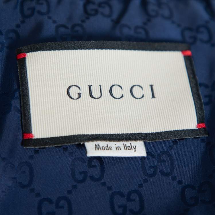 Pre Owned Gucci Navy Blue Synthetic Sleeveless Wind Jacket L