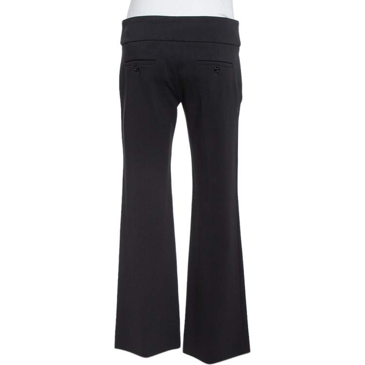Pre Owned Gucci Black Knit GG Hardware Detail Stretch Mid-Rise Pants M