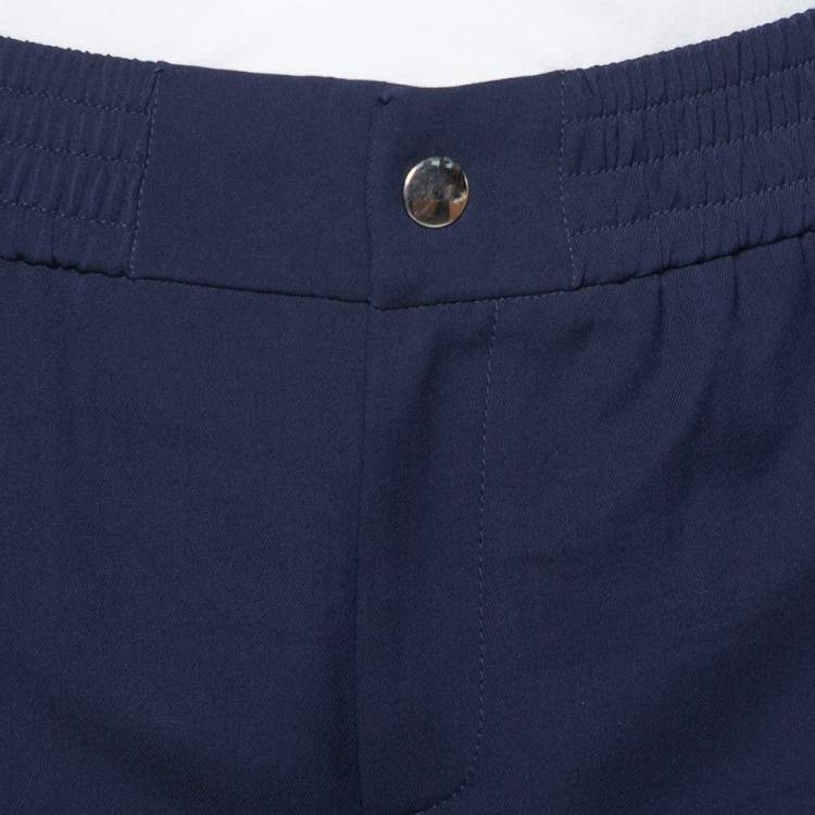 Pre Owned Gucci Navy Blue Wool Side Button Detail Trousers S