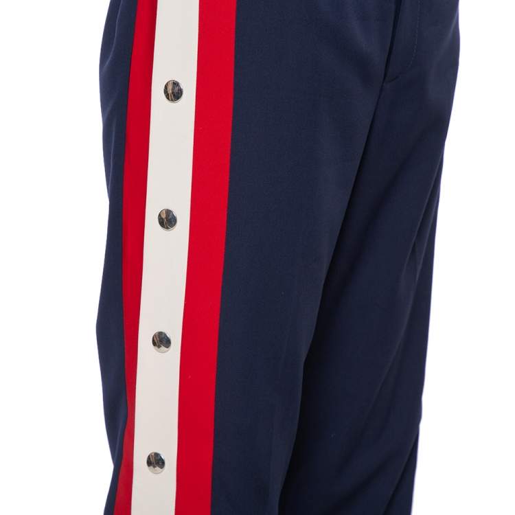 Pre Owned Gucci Navy Blue Wool Side Button Detail Trousers S