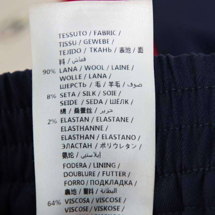 Pre Owned Gucci Navy Blue Wool Side Button Detail Trousers S