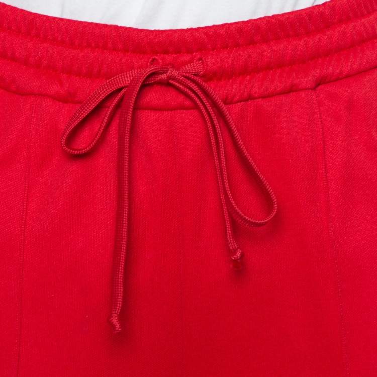 Pre Owned Gucci Red Knit Side Stripe & Floral Applique Detail Culottes XS