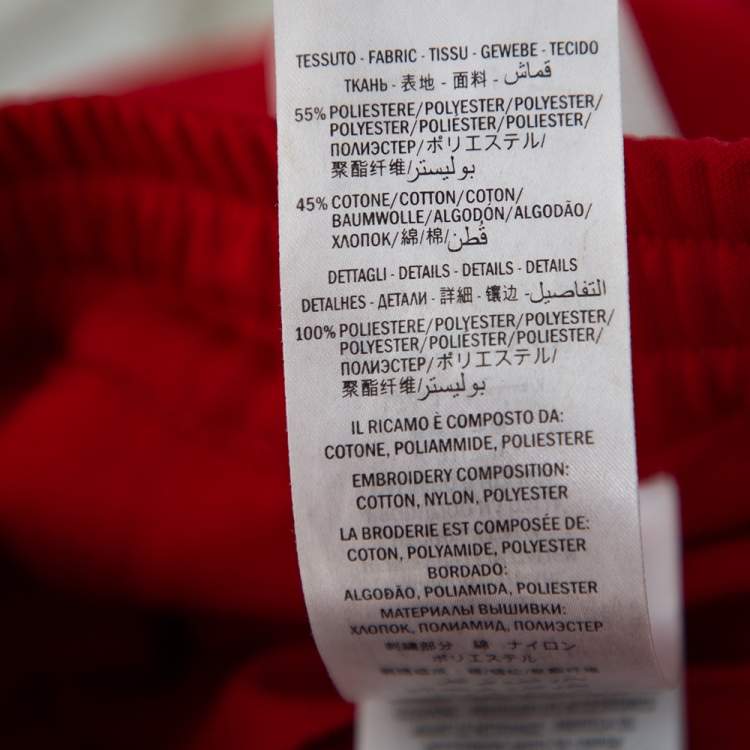 Pre Owned Gucci Red Knit Side Stripe & Floral Applique Detail Culottes XS