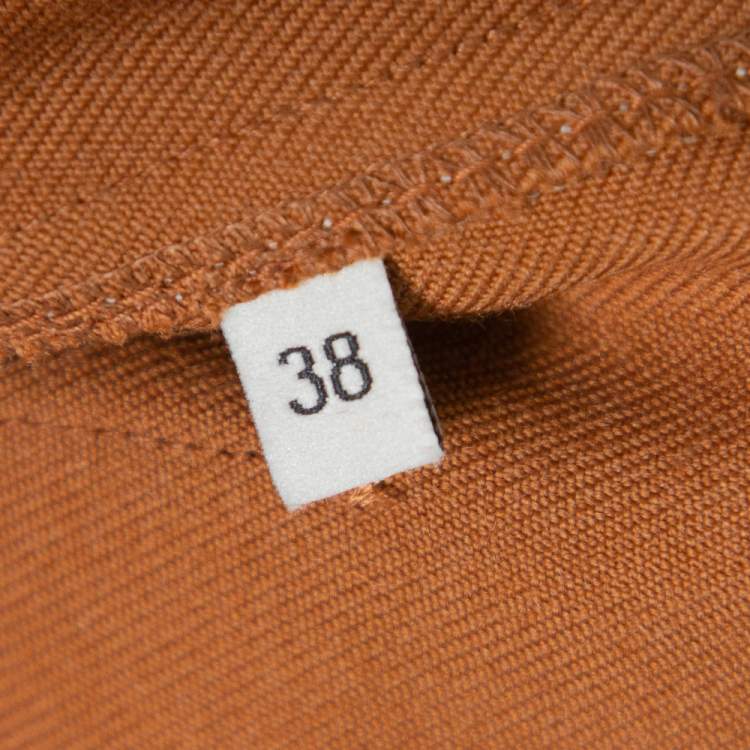 Pre Owned Gucci Brown Wool Contrast Zip Detail Straight Leg Trousers S