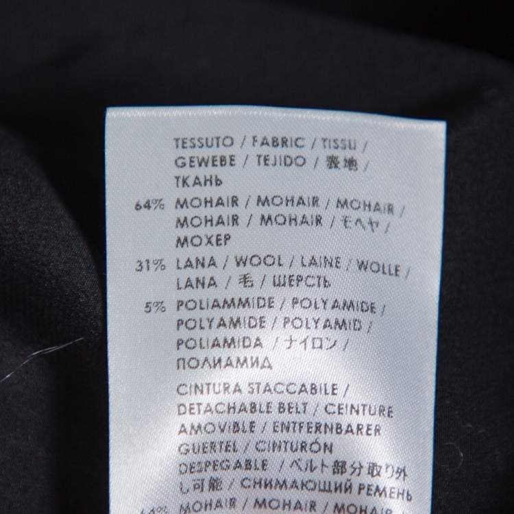 Pre Owned Gucci Black Mohair Belted Coat M