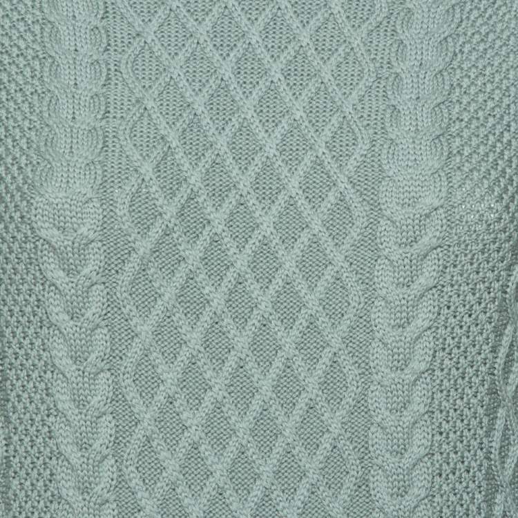 مملوكة مسبقًا Gucci Pastel Green Cable Knit Short Sleeve Sweater S