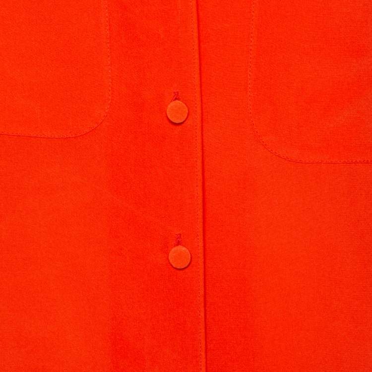 مملوكة مسبقًا Gucci Orange Silk Sleeveless Shirt S