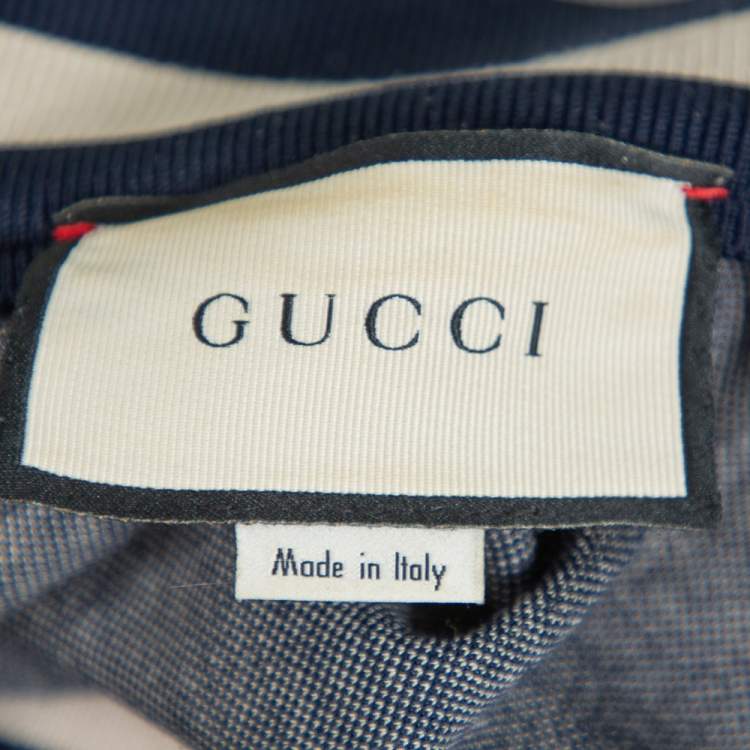 Pre Owned Gucci Navy Blue GG Jacquard Cotton Zipper Front Jacket M