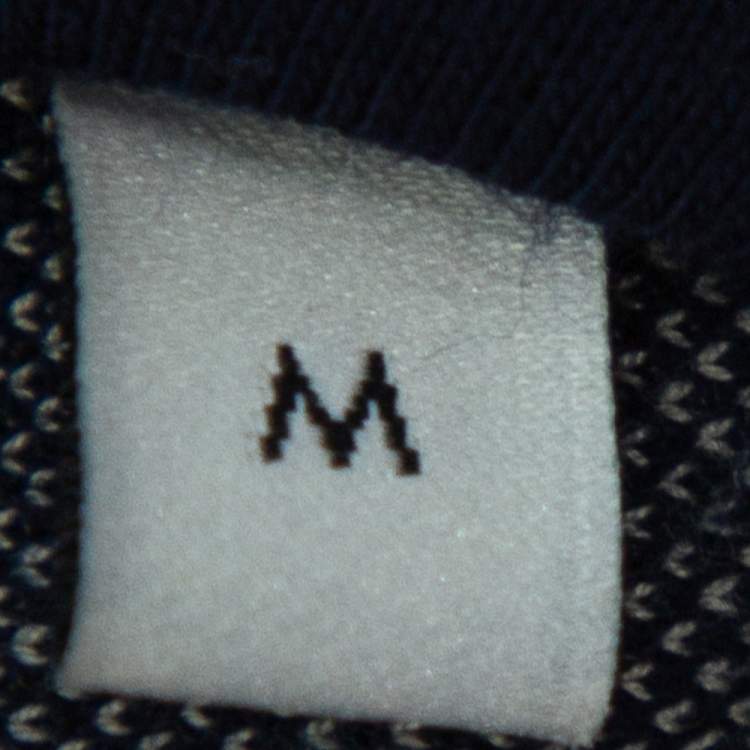 Pre Owned Gucci Navy Blue GG Jacquard Cotton Zipper Front Jacket M