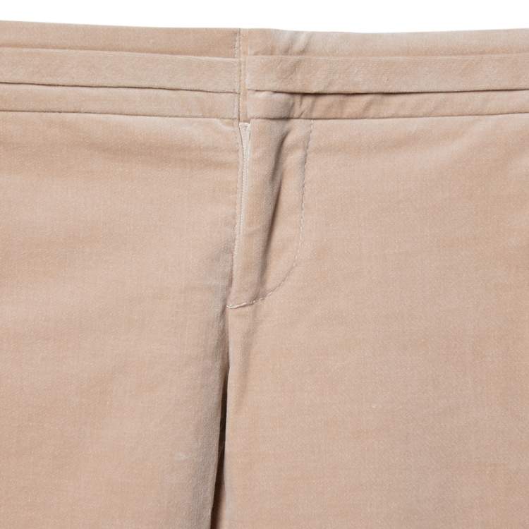 Pre Owned Gucci Beige Velvet Bootcut Trousers S