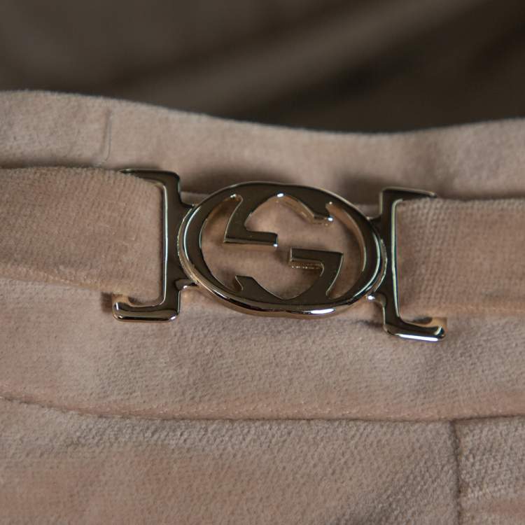 Pre Owned Gucci Beige Velvet Bootcut Trousers S