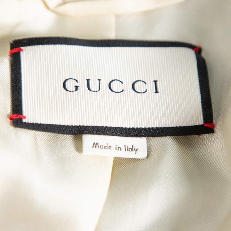 Pre Owned Gucci Blue Neck Tie Detail Flora Silk Jacket M