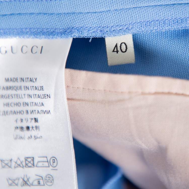 مملوكة مسبقًا Gucci Blue Wool & Silk Tapered Trousers S