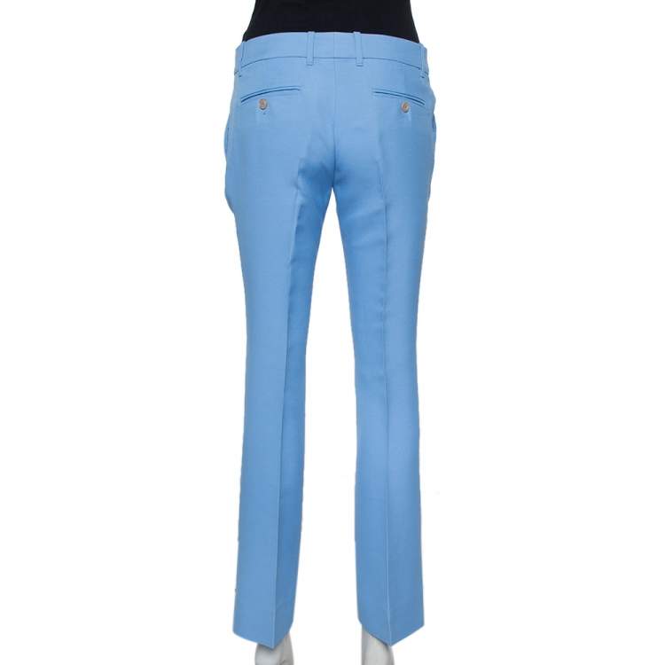 مملوكة مسبقًا Gucci Blue Wool & Silk Tapered Trousers S