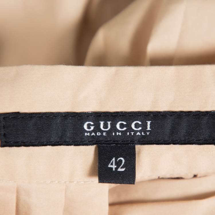 مملوكة مسبقًا Gucci Beige Cotton Criss Cross Tie Detail Top M