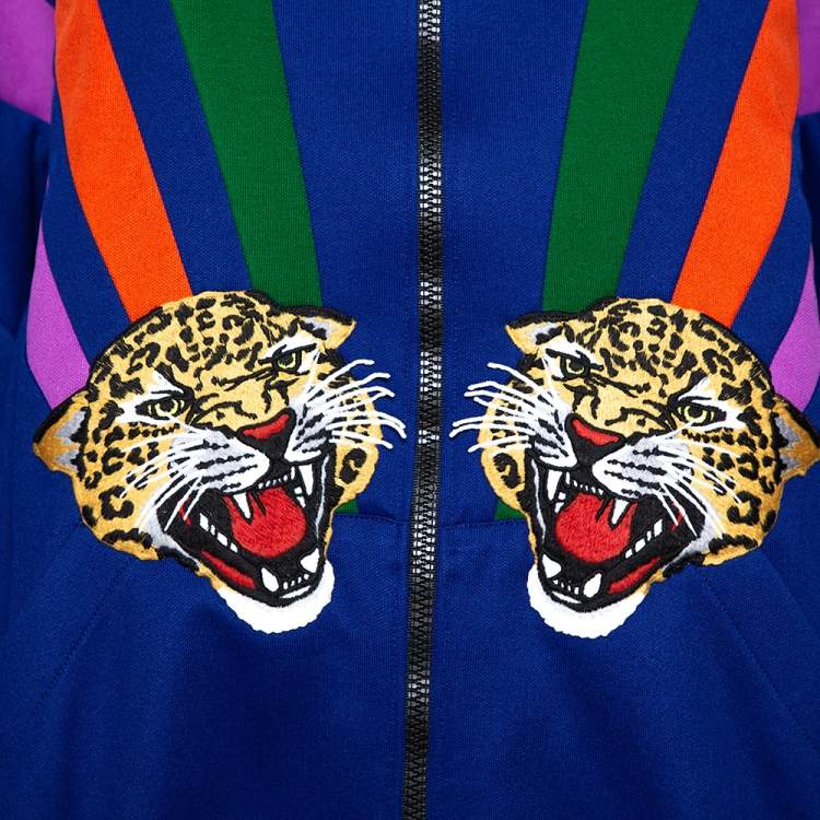 Pre Owned Gucci Multicolor Jersey Tiger Applique Detail Drop Shoulder Track Jacket L