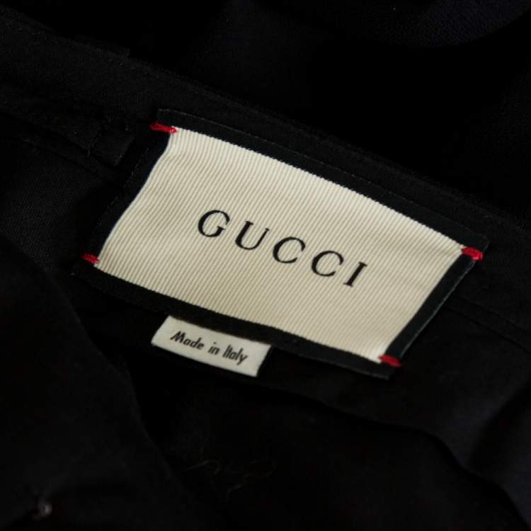 Pre Owned Gucci Black Crepe Side Stripe Detail Bootcut Trousers S