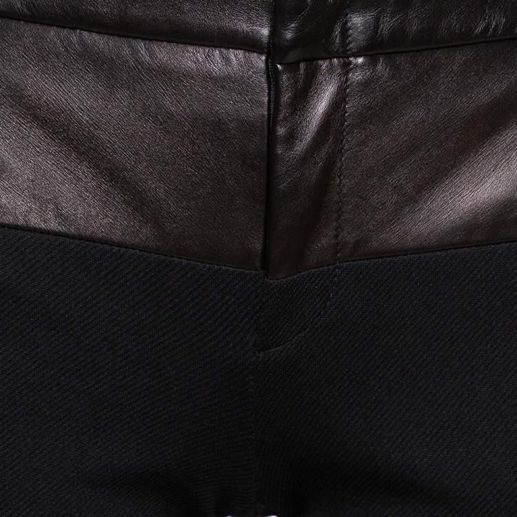 Pre Owned Gucci Black Leather & Synthetic Straight Pants S
