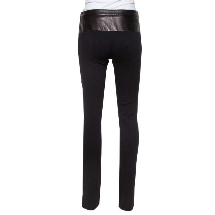Pre Owned Gucci Black Leather & Synthetic Straight Pants S