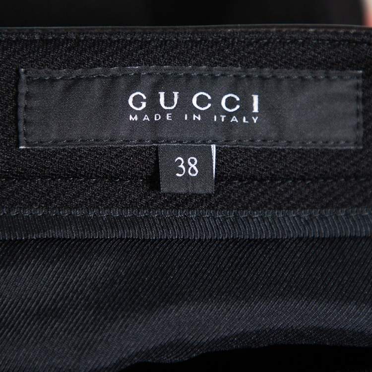 Pre Owned Gucci Black Leather & Synthetic Straight Pants S