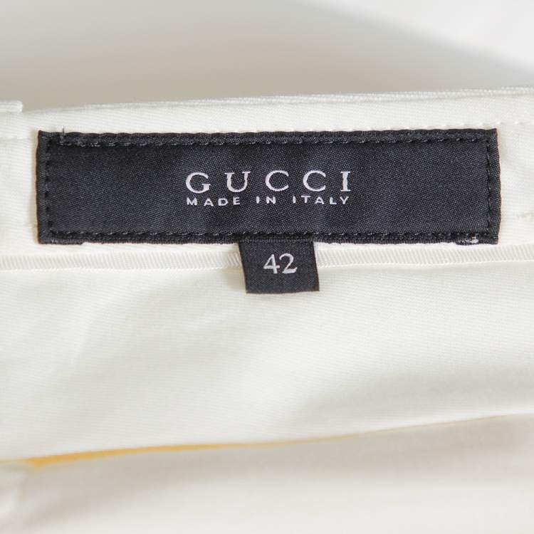 مملوكة مسبقًا Gucci White Cotton Skinny Trousers M
