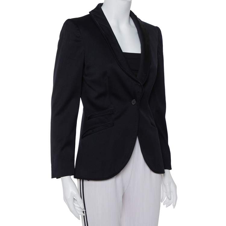 Pre Owned Gucci Midnight Blue Wool Button Front Blazer M