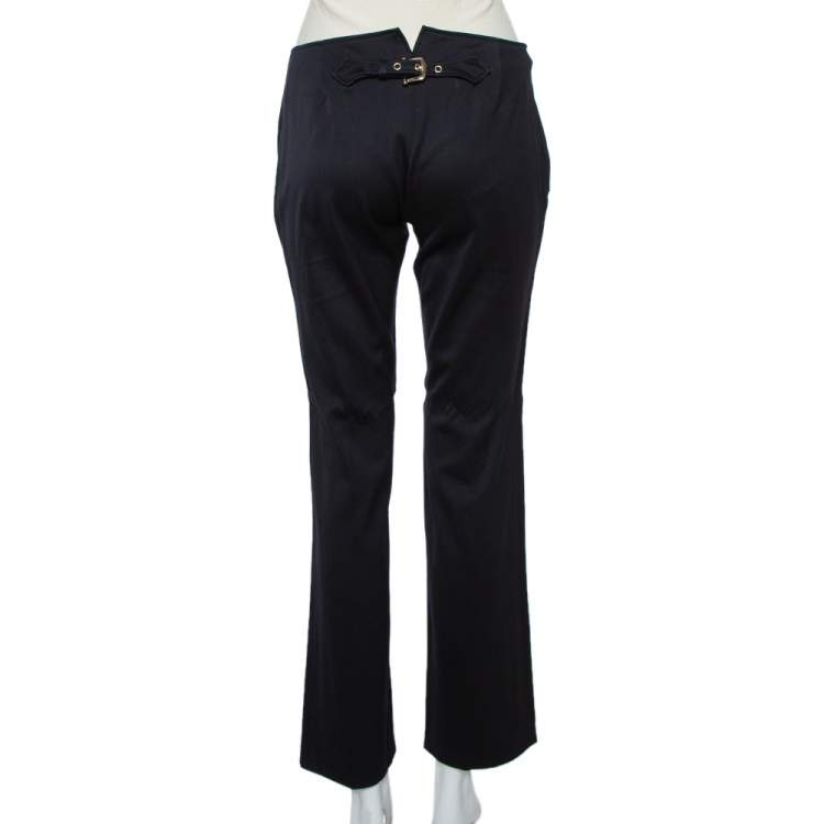 Pre Owned Gucci Navy Blue Wool Straight Leg Trousers M