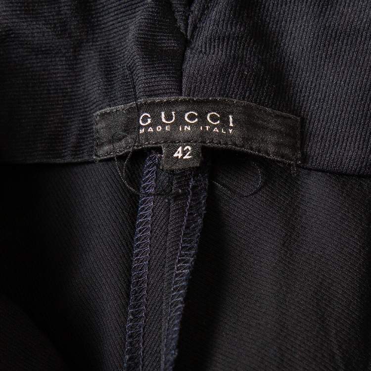 Pre Owned Gucci Navy Blue Wool Straight Leg Trousers M