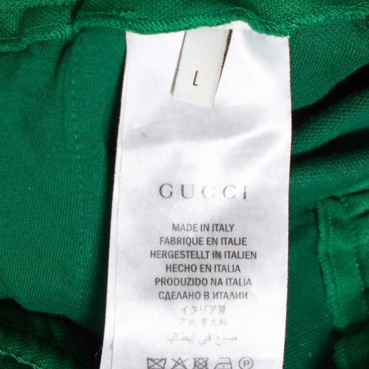 Pre Owned Gucci Green Knit Side Stripe Detail Technical Track Pants L