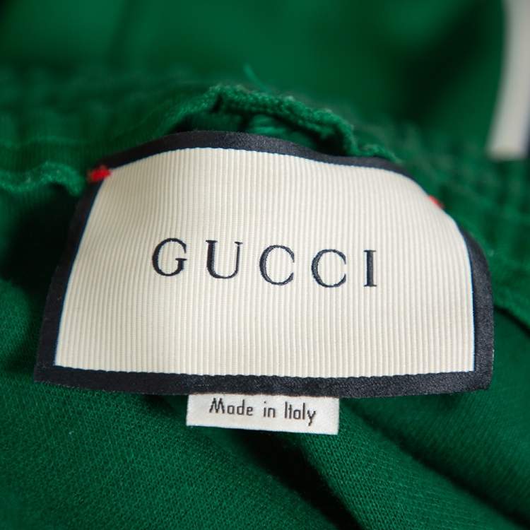 Pre Owned Gucci Green Knit Side Stripe Detail Technical Track Pants L