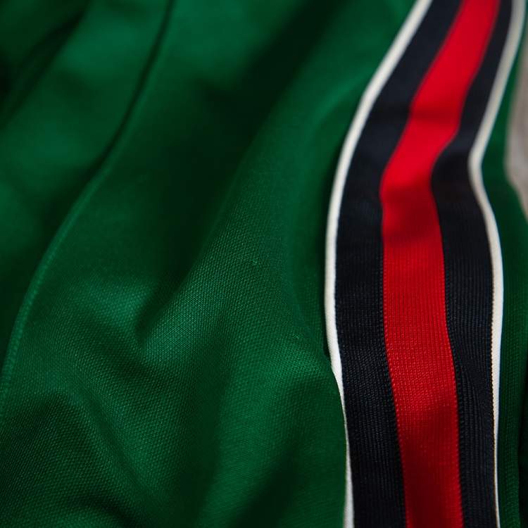 Pre Owned Gucci Green Knit Side Stripe Detail Technical Track Pants L