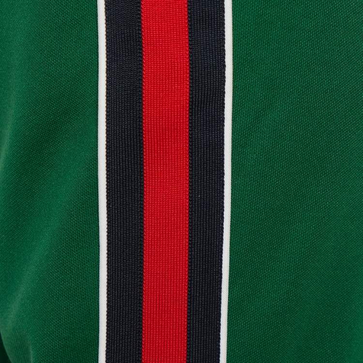 Pre Owned Gucci Green Knit Side Stripe Detail Technical Track Pants L