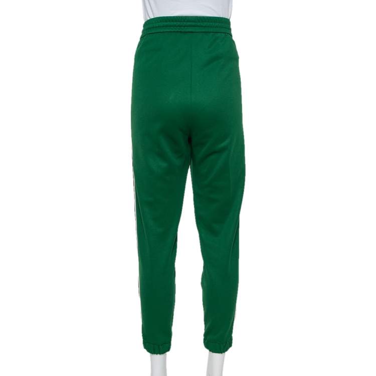 Pre Owned Gucci Green Knit Side Stripe Detail Technical Track Pants L