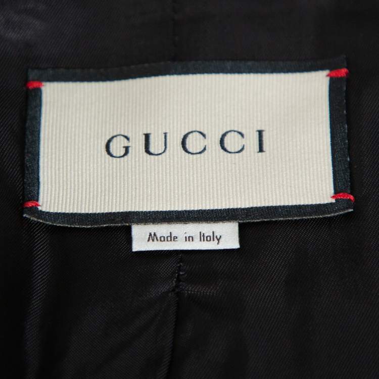 Pre Owned Gucci Black Tweed Button Front Jacket L