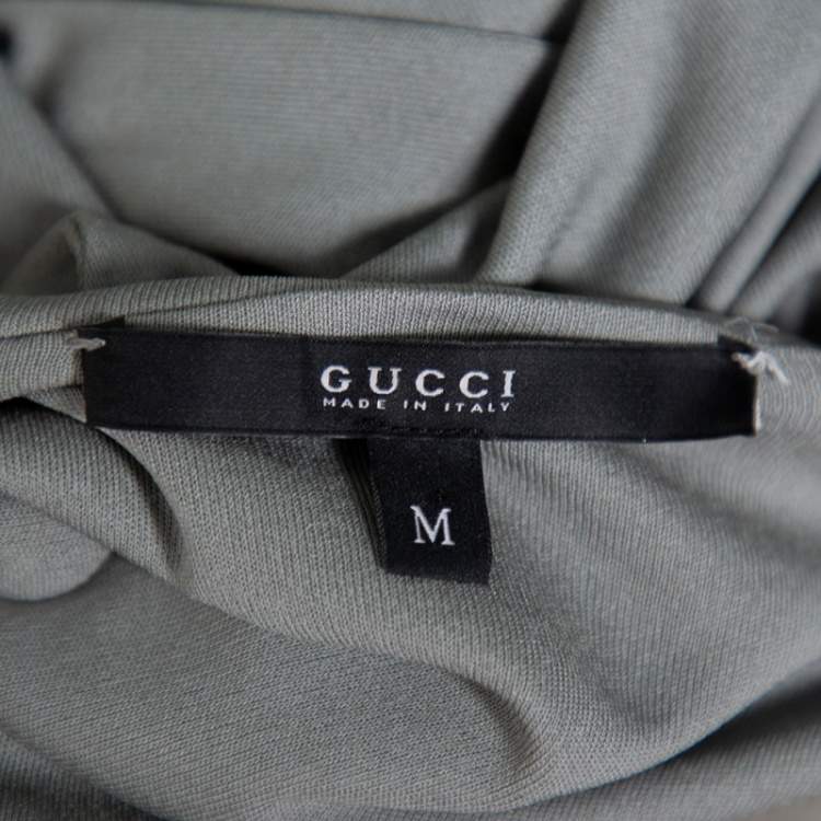 Pre Owned Gucci Grey Knit Leather Belt Detail Tank Top M