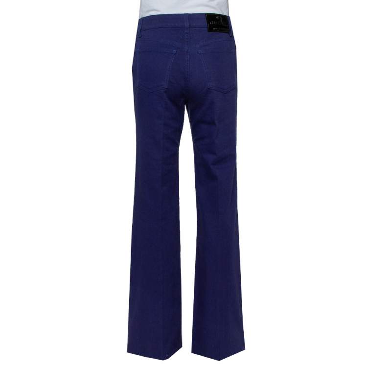 Pre Owned Gucci Navy Blue Denim Paneled Flared Leg Jeans M