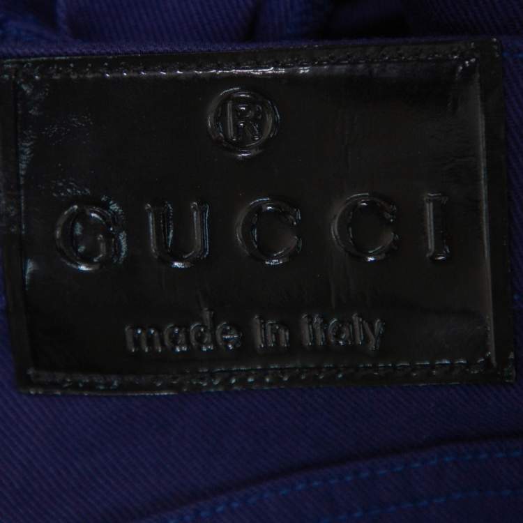 Pre Owned Gucci Navy Blue Denim Paneled Flared Leg Jeans M