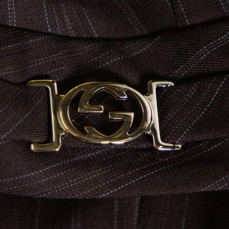 مملوكة مسبقًا Gucci Brown Pinstriped Wool Flared Leg Trousers S