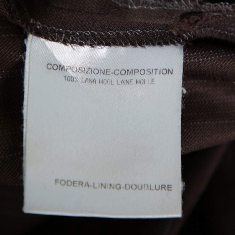 مملوكة مسبقًا Gucci Brown Pinstriped Wool Flared Leg Trousers S