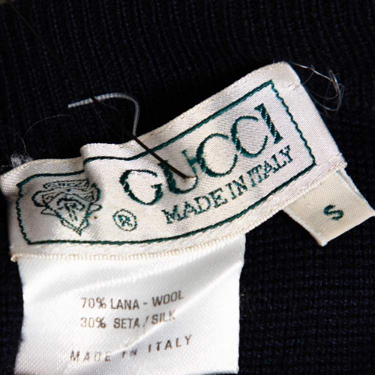 Pre Owned Gucci Vintage Navy blue Wool & Silk Mini Skirt S
