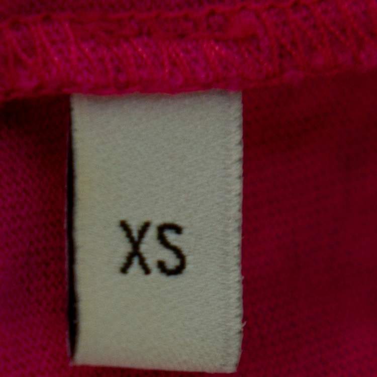 Pre Owned Gucci Fuchsia Star & Guccy Logo Printed Cotton Crewneck T-shirt XS