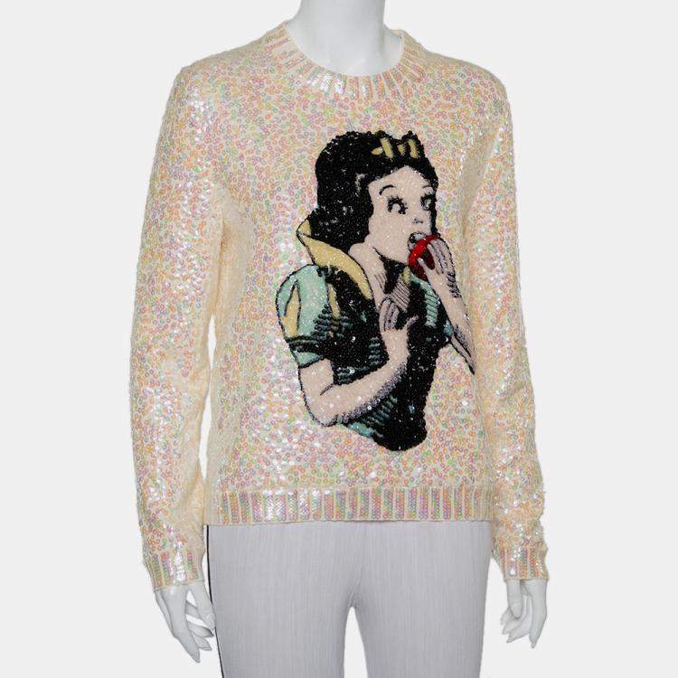 Gucci Cream Wool Snow White Sequin Embellished Crewneck Sweater S Gucci |  TLC
