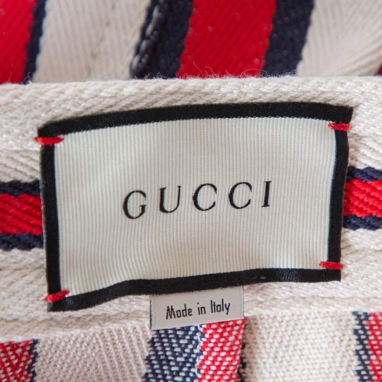 Pre Owned Gucci Multicolor Striped Button Front A-Line Skirt L