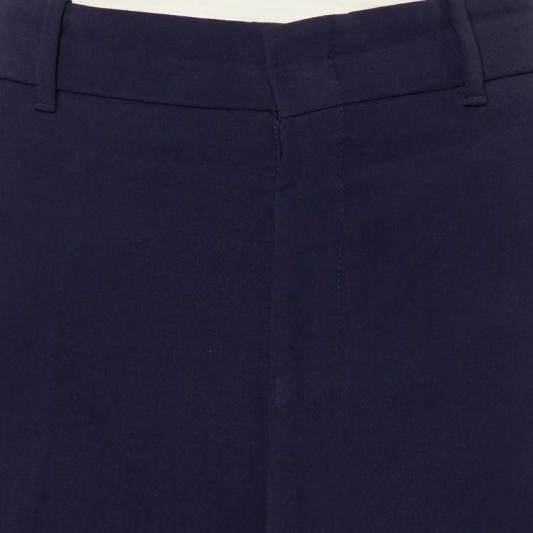 Pre Owned Gucci Navy Blue Knit Side Strip Trim Detail Bootcut Pants L