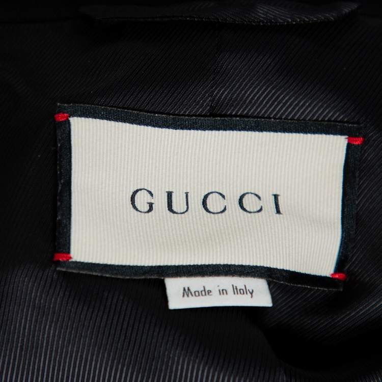 Pre Owned Gucci Black Crepe Fox Badge Contrast Trim Detail Blazer M