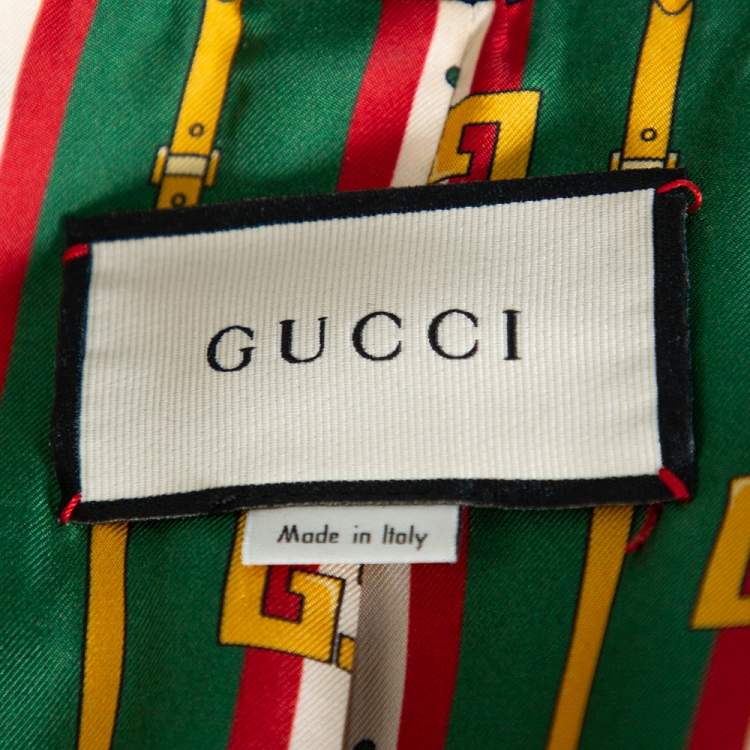 Pre Owned Gucci Navy Blue Crepe Contrast Trim Detail Button Front Blazer L
